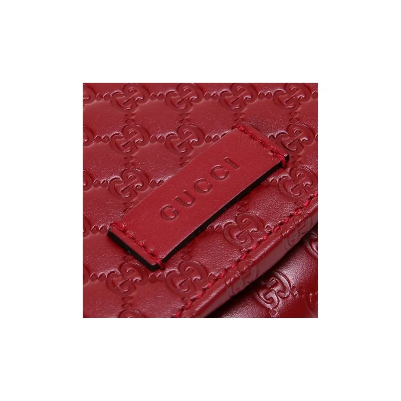 GUCCI Cow Leather Long Flap Wallet Women's Red-4