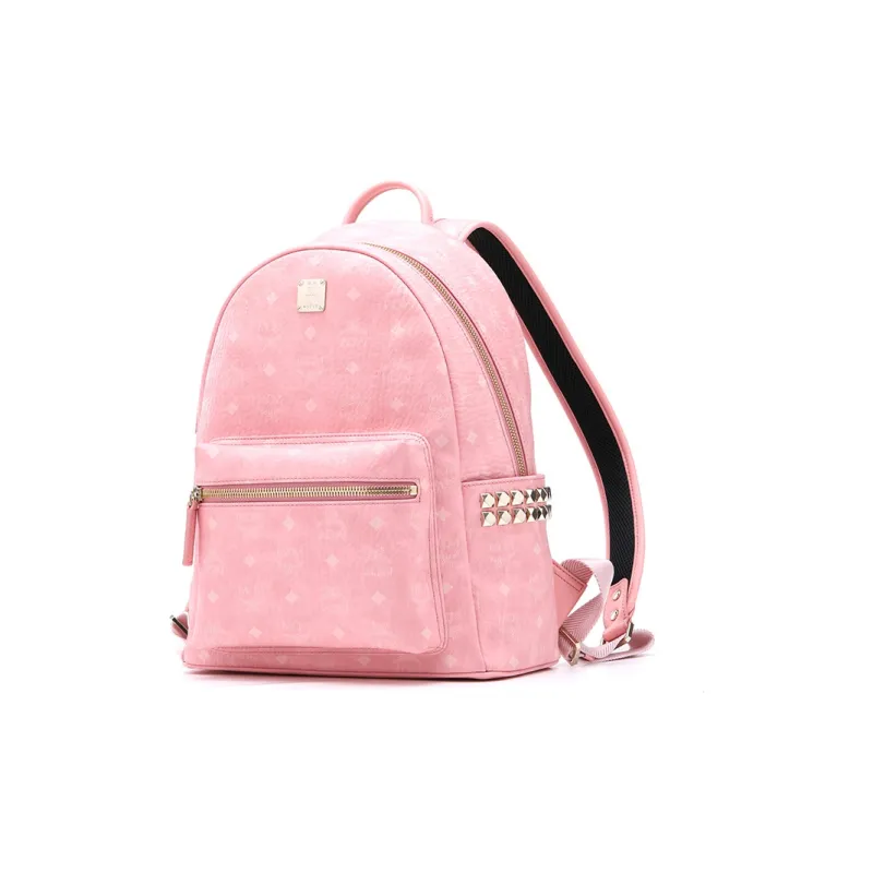 MCM Stark Visetos Backpacks Pink-1
