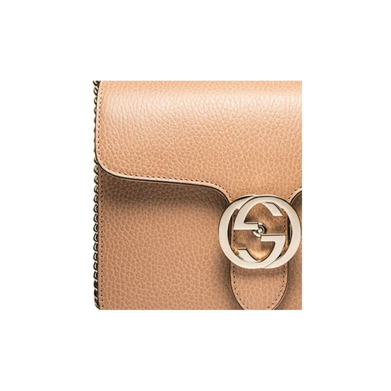 GUCCI Litchi Grain Leather Messenger Bag Trunk Bag Handbag Crossbody Bag Shoulder Bag Women's Yellow-5