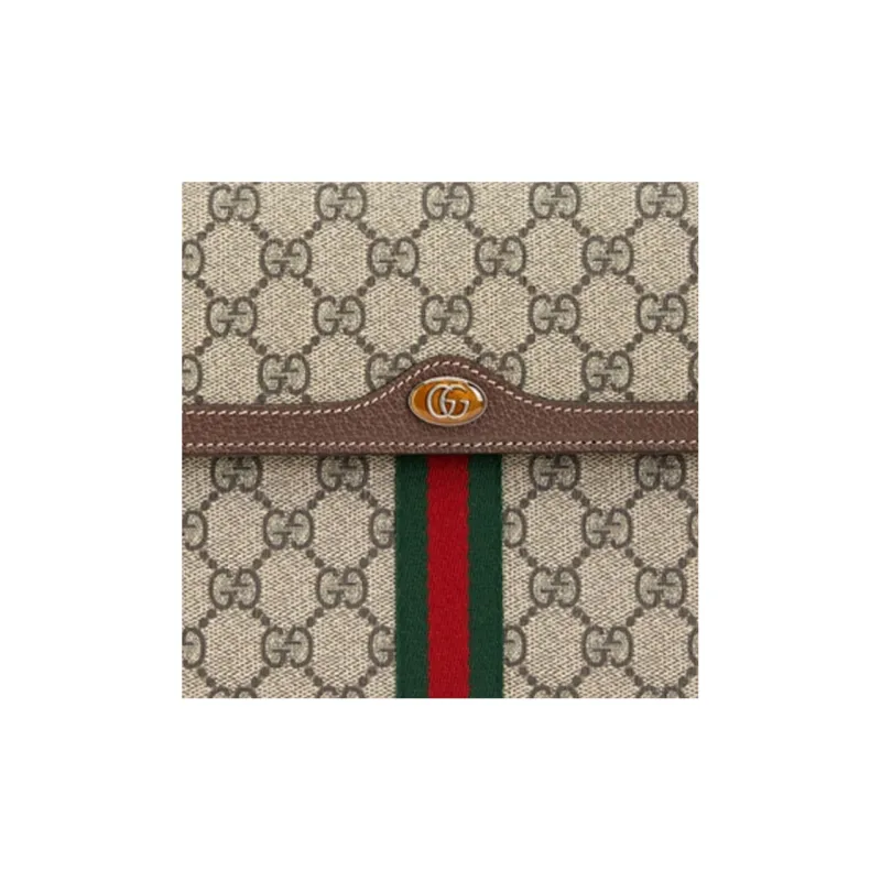 GUCCI Cow Leather Envelope Bag Clutches Regular Men's Ebony/Brown-4