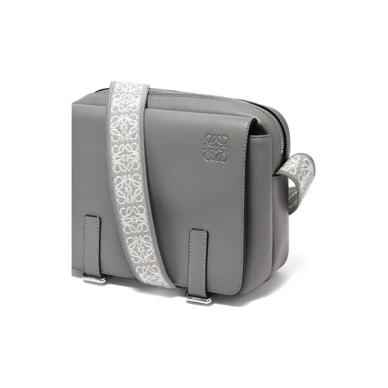 LOEWE Soft Smooth Cow Leather Messenger Bag, Crossbody Bag, Shoulder Bag Men's Asphalt Gray-3
