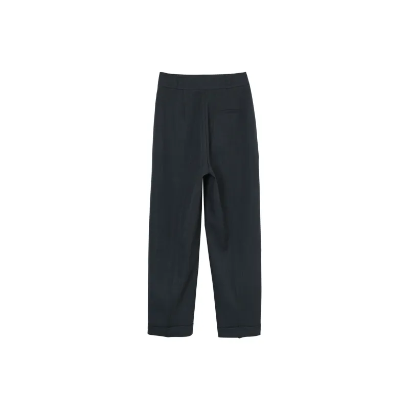 Fstudio Korean Style Petite Draping Solid Color High Rise Straight Fit Casual Pants Women's-6