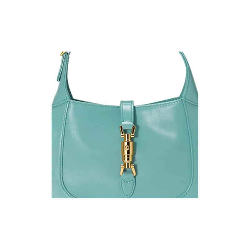 GUCCI Jackie 1961 Leather Crescent Shoulder Bag Shoulder Bag, Crossbody Bag Mini Women's Peacock Blue-7