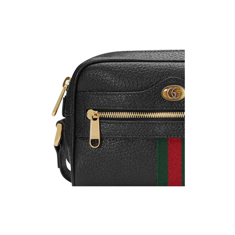 GUCCI Ophidia Leather Shoulder Bag Crossbody Bag Mini Unisex Black-7