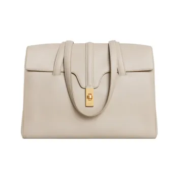 CELINE Smooth Calf Leather Tote Shopping Bag Handbag Shoulder Bag Medium Size Women's Trench Coat Color