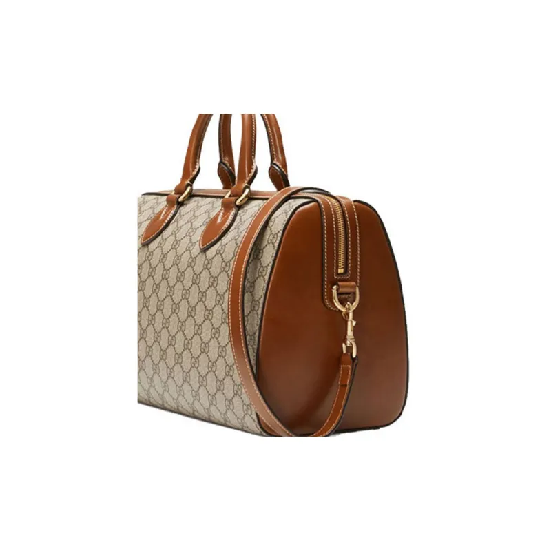 GUCCI Canvas With Leather Boston Bag Shoulder Bag Crossbody Bag Handbag Regular Unisex Ebony/Brown-5