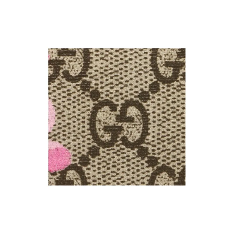 GUCCI GG Blooms Canvas With Leather Card Holder Wallet Women's Ebony/Pink-6
