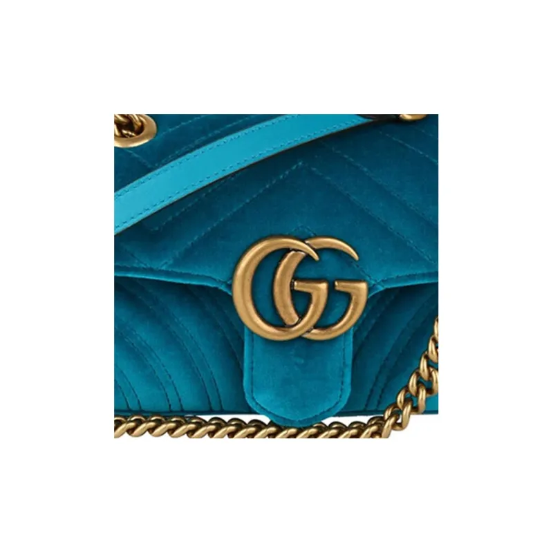 GUCCI GG Marmont Velvet Crossbody Bag Shoulder Bag Women's Peacock Blue-5