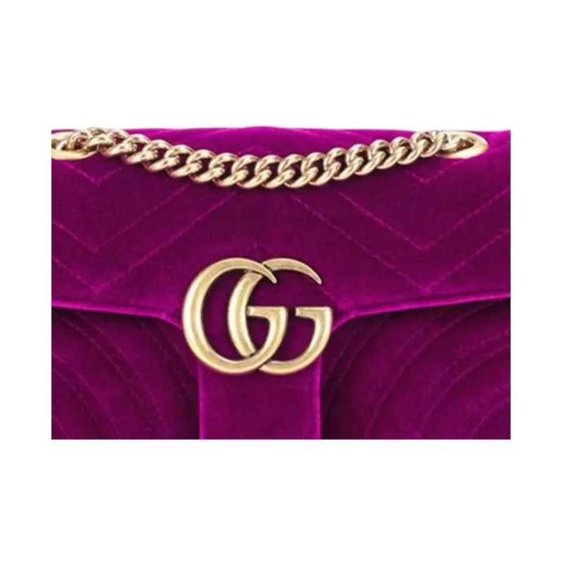 GUCCI GG Marmont Velvet Crossbody Bag, Shoulder Bag Women's Dark Purple-3