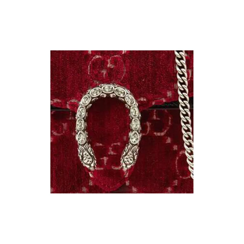 GUCCI Dionysus Velvet Shoulder Bag, Crossbody Bag Women's Red-4