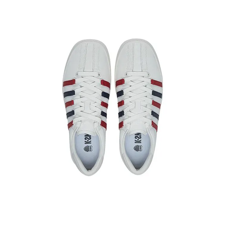 KSWISS Classic 66 Abrasion Resistant Low Top Skateboard Shoes Women's White Red Blue-3