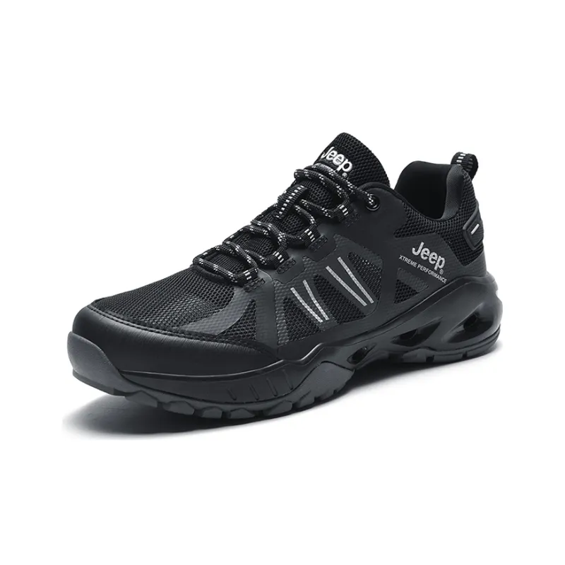 Jeep Cushioning Abrasion Resistant Lightweight Breathable Slip Resistant Low Top Outdoor Shoes Men's Black-2