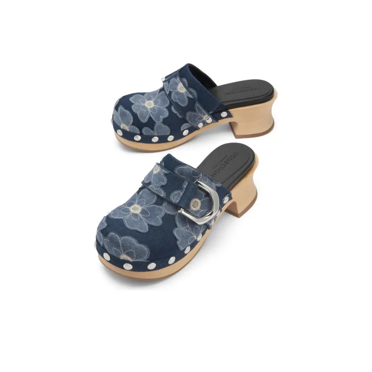 CHARLES&KEITH Small Ck Stylish Sandal 5cm Women's Black/Blue-6