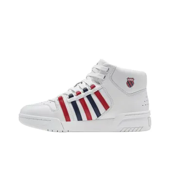 KSWISS Anti Slip Wear Resistant Mid Top Skateboard Shoes Women's White Blue Red