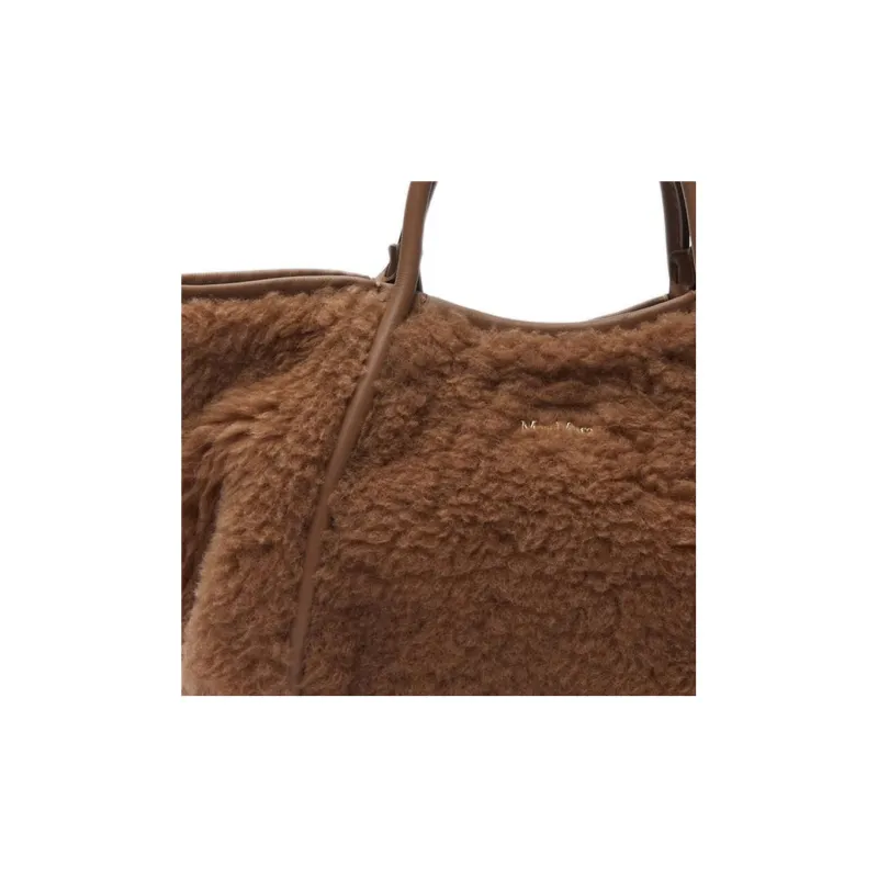 MaxMara Teddy Series Cow Leather Detail Shoulder Bag Crossbody Bag Handbag Mini Women's Camel-5