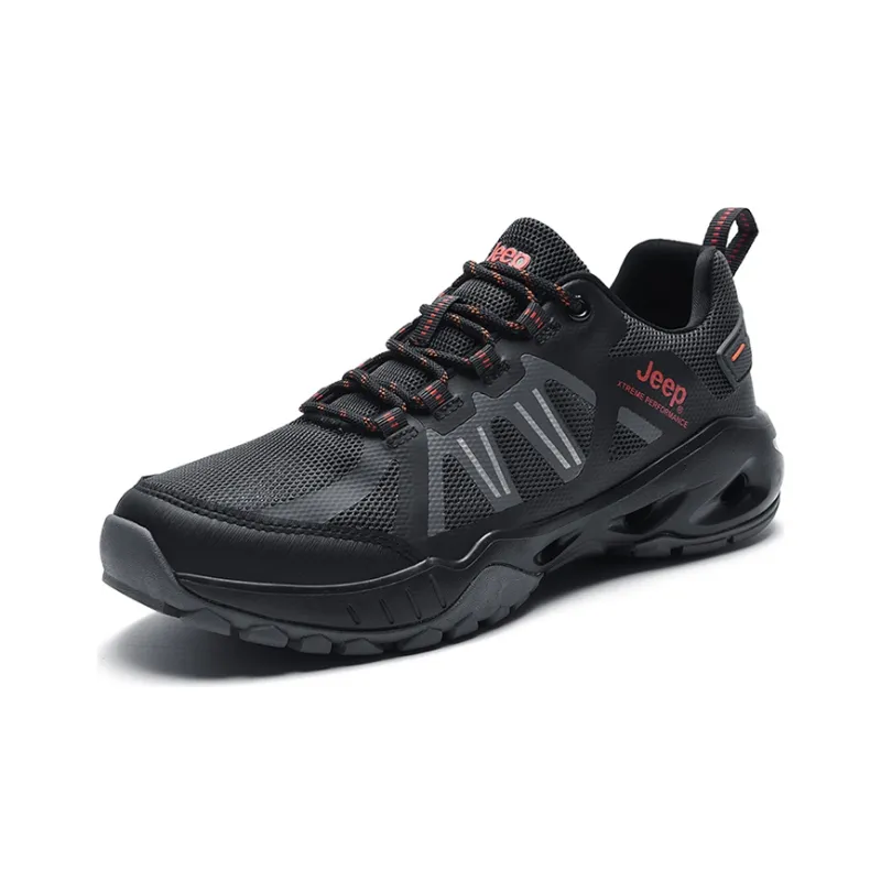 Jeep Cushioned Wear Resistant Breathable Slip Resistant Low Top Outdoor Shoes Men's Black Gray Orange-2