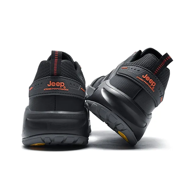 Jeep Cushioned Wear Resistant Breathable Slip Resistant Low Top Outdoor Shoes Men's Black Gray Orange-3