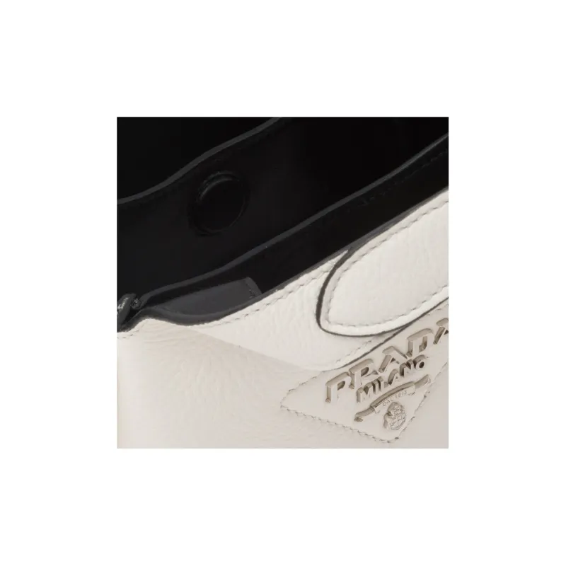 PRADA Leather Basket Bag Handbag Women's White-4