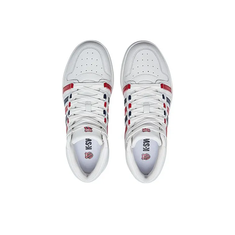 KSWISS Anti Slip Wear Resistant Mid Top Skateboard Shoes Women's White Blue Red-3