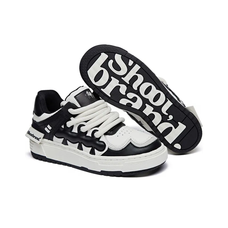 SHOOT BRAND Abrasion Resistant Height Increasing Low Top Skateboard Shoes Unisex Black-2