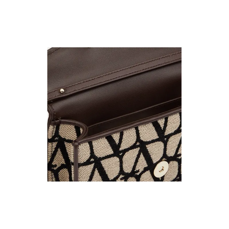 Valentino Locò Calfskin Baguette Bag Shoulder Bag Crossbody Bag Handbags Regular Women's Beige/Black-5