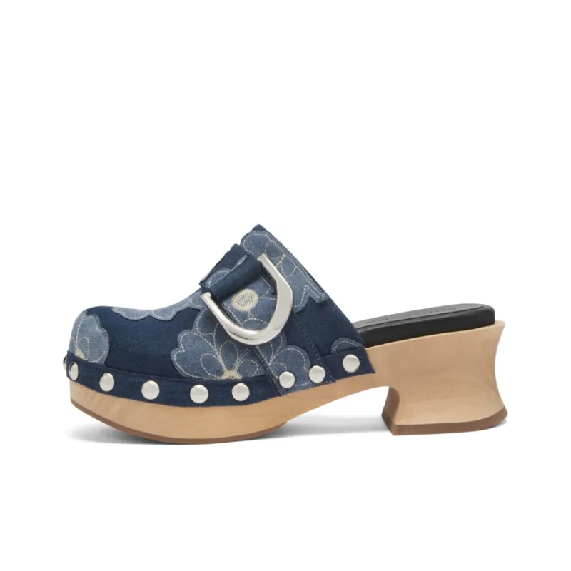 CHARLES&KEITH Small Ck Stylish Sandal 5cm Women's Black/Blue-4