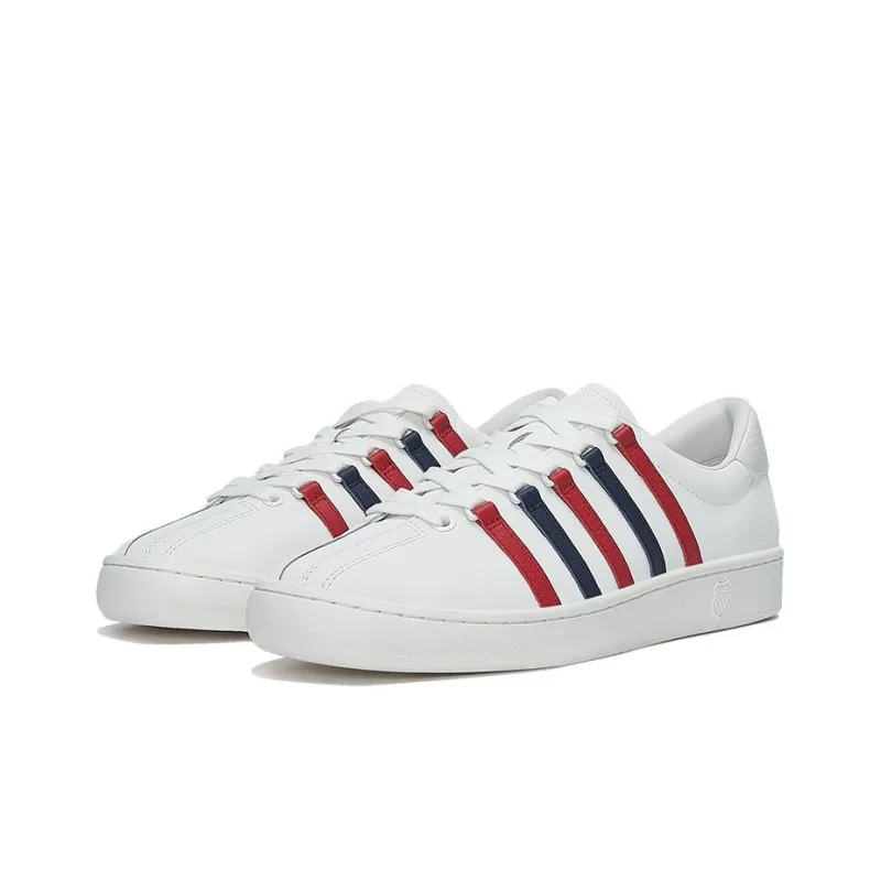 KSWISS Classic 66 Abrasion Resistant Low Top Skateboard Shoes Women's White Red Blue-2