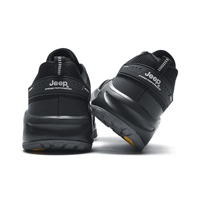 Jeep Cushioning Abrasion Resistant Lightweight Breathable Slip Resistant Low Top Outdoor Shoes Men's Black-3