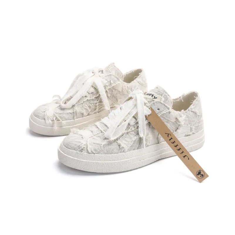Jifffly Skateboard Shoes Unisex Low Top White-2