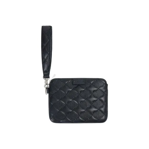 ADER ERROR Lambskin Makeup Bag Handheld Clutch Small Size Unisex Black