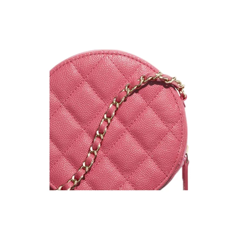 CHANEL 19Bag Grain Caviar Calfskin Round Bag, Small Round Bag, Crossbody Bag, Shoulder Bag Trumpets Women's Pink-4