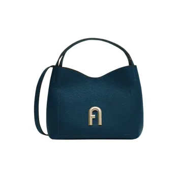 Furla Primula Textured Calfskin Bucket Bags Shoulder Bag Crossbody Bag Handbag Small Size Women's Marine Blue