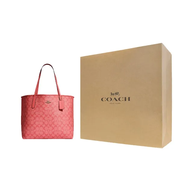 COACH City Canvas With Cow Leather Tote Bag, Shopping Bag, Handbag, Shoulder Bag Women's Pink-5