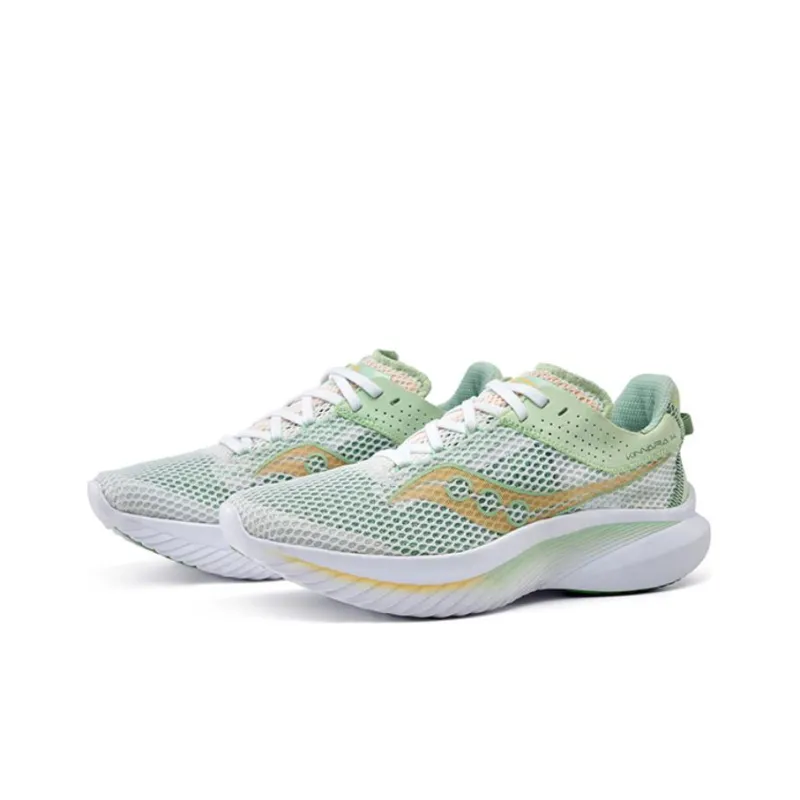 Saucony Kinvara 14 Slip Resistant, Abrasion Resistant, Lightweight Low Top Casual Running Shoes Women's White Green-2