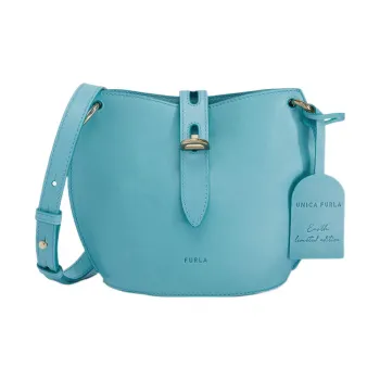 Furla Net Collection Leather Bucket Bag, Shoulder Bag, Crossbody Bag Mini Women's Blue