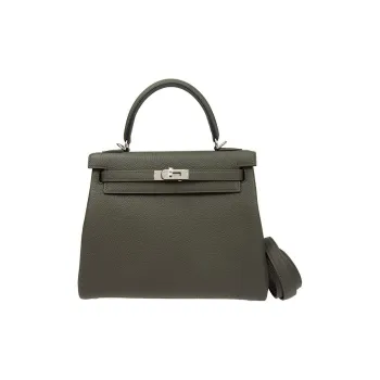 HERMES Kelly Togo Calfskin Handbag Regular Women's C6 Vert De Gris Gray Green