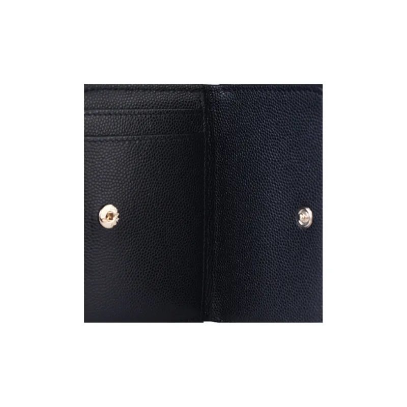 CHANEL Grain Embossed Litchi Grain Calfskin Card Holder, Coin Purse Women's Black-4