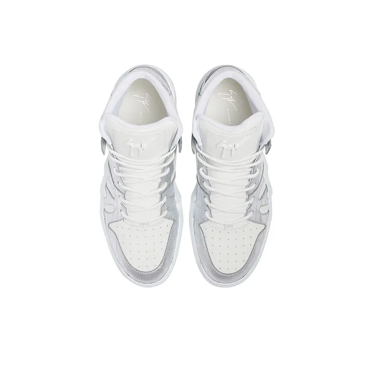 Giuseppe Zanotti/GZ Talon High Top Stylish Skateboarding Shoes Men's Silver White-4