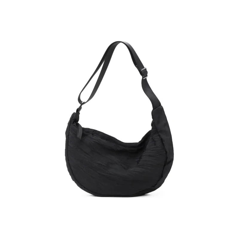RUIGOR Fabric Crescent Bag Messenger Bag Crossbody Bag Medium Size Unisex Black-1