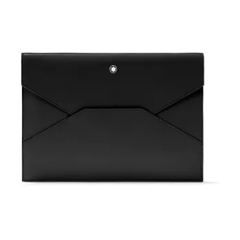 MONTBLANC Full Grain Leather Clutch Briefcase Men's Black