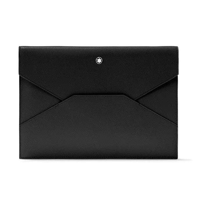 MONTBLANC Full Grain Leather Clutch Briefcase Men's Black-0