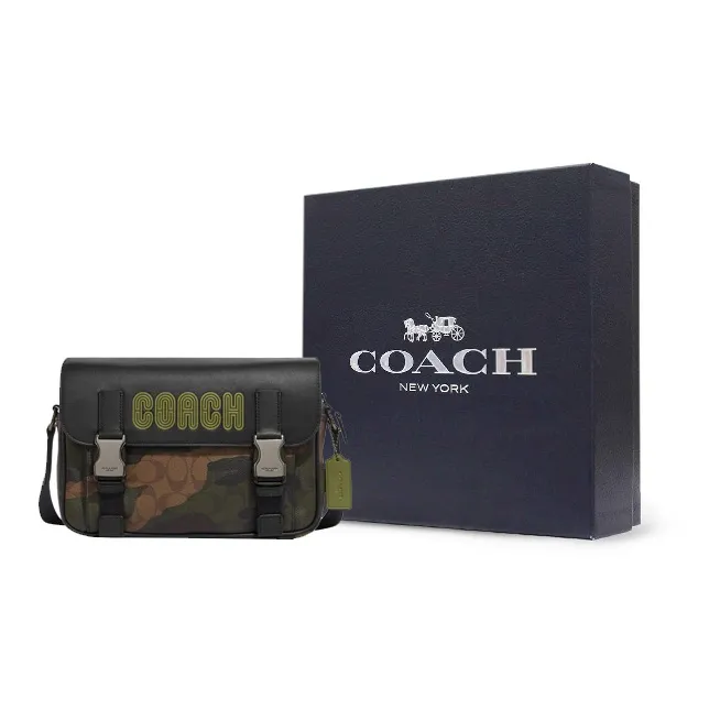 COACH Track Cow Leather Patchwork Shoulder Bag Crossbody Bag Medium Size Men's Monogram Jasper Mix-0