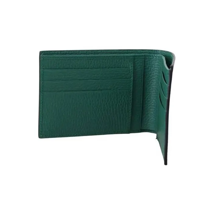 GUCCI Interlocked Gg Bifold Wallet 6 Card Slot Black/Green-2