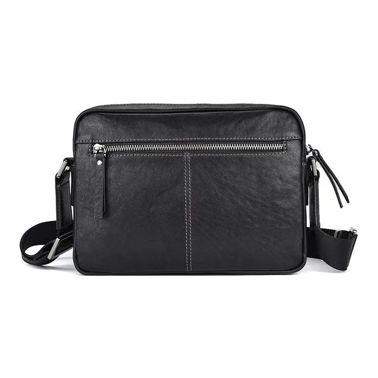 Hush Puppies Top Grain Cow Leather Small Square Bag Shoulder Bag, Crossbody Bag Men's Black-3