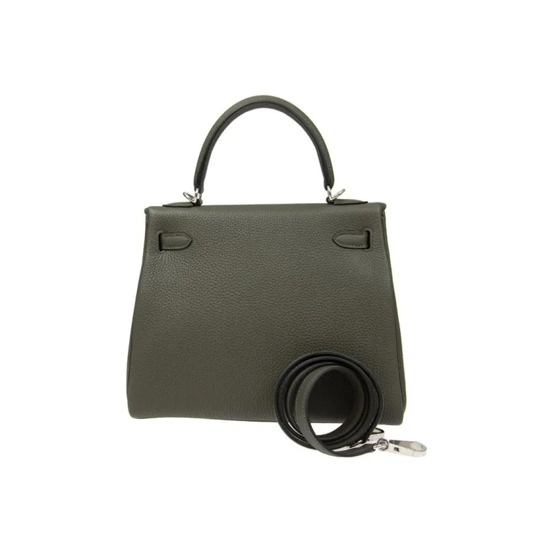 HERMES Kelly Togo Calfskin Handbag Regular Women's C6 Vert De Gris Gray Green-1