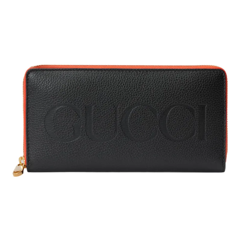 GUCCI Leather Wallet Men's Black/Dark Orange-0