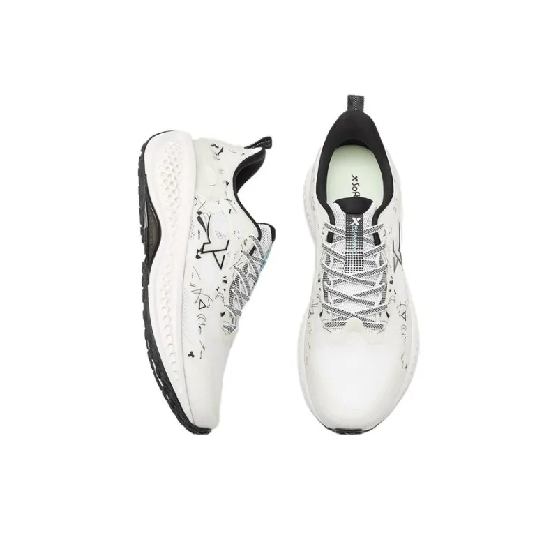 XTEP Cushioning Anti Slip And Wear Resistant Low Top Casual Running Shoes Men's White Black-4