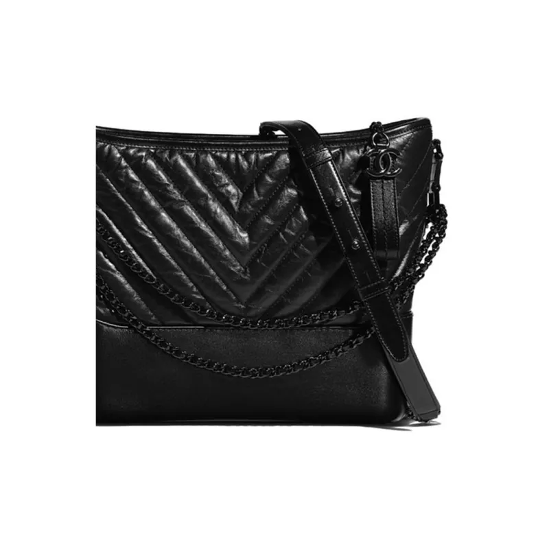 CHANEL Gabrielle Cow Leather Hobo Bag Crossbody Bag, Shoulder Bag Women's Black-3