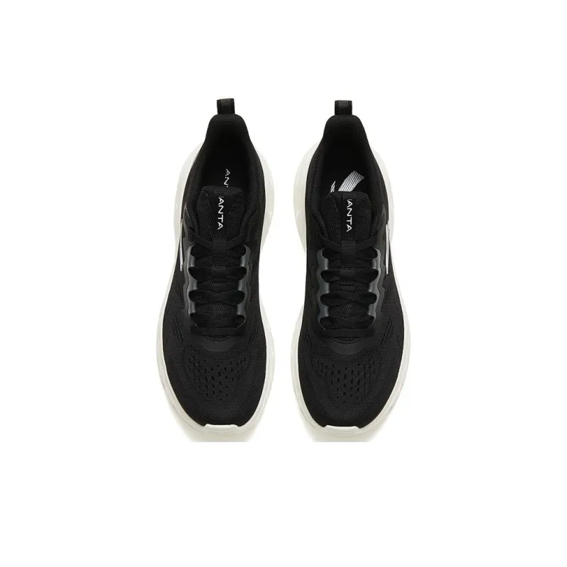Anta Running Collection Anti Slip Wear Resistant Low Top Running Shoes Men's Black White-2