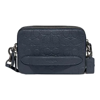 COACH Charter Cow Leather Shoulder Bag Crossbody Bag Small Size Women's Dark Blue
